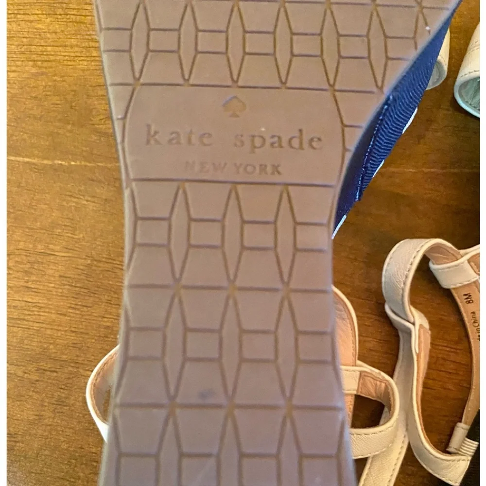 kate spade White and Black T-Strap Platform Wedge Sandals - Picture 9 of 11